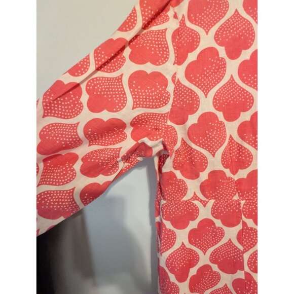 Boden Womens Pink & White Linen Tunic Dress Moroccan Print Size 14 Long - Picture 13 of 13